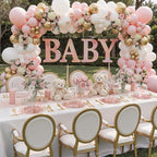KIRE 210Pcs Clear Pink Plastic Plates with Gold Rim - Disposable Pink Plates&Silverware&Pink Cups&Hand Napkin - Plum Colored Plastic Dinnerware for Upscale Wedding/Party/Baby Shower/Mother's Day