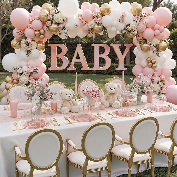 KIRE 210Pcs Clear Pink Plastic Plates with Gold Rim - Disposable Pink Plates&Silverware&Pink Cups&Hand Napkin - Plum Colored Plastic Dinnerware for Upscale Wedding/Party/Baby Shower/Mother's Day