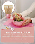 ZENS Matcha Whisk Set, 6pcs Matcha Kit Set with Matcha Bowl, Bamboo Whisk & Scoop, Chasen Holder, 304 Stainless Steel Sifter & Tea Mat, Japanesse Matcha Kit for Matcha Latte-Making Pink