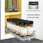 LYNK PROFESSIONAL® Pull Out Spice Rack Organizer for Inside Kitchen Cabinets - 4-3/8 inch Wide - Slide Out Drawer – Chrome Sliding Spice Organization for cabinet - Spice Racks - 1 Tier