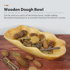 BTEOBFY Wooden Fruit Bowl Handcrafted Wood - Natural Fruit Basket for Kitchen Counter Display, Decorative Bowl for Apples, Oranges, Pineapples (15 Inch)