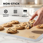 Zulay Kitchen (2 Pack) Silicone Baking Mat Sheet Set - Reusable Baking Mat Nonstick - Half Sheet Baking Mat For Oven - 16.5" x 11.6" (Light Gray)
