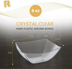 R-kay 6 Pack Square Small Plastic Serving Bowls 8 oz - Small Plastic Bowls for Parties, Premium For Weddings Catering And Birthday parties
