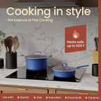 Pots and Pans Set, 23-Piece Non Stick Cookware & Bakeware Sets with Plaid Pattern, Stackable Design, Dishwasher Safe, Stain-resistant, Oven & All-Stove Safe, Tempered Glass Lid, Blue
