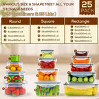 50 PCS Thicker Food Storage Containers with Lids, Clear Stackable Airtight Leakproof Reusable Plastic Meal Prep Container Set for Kitchen Storage/ Lunch, Fridge/ Microwave Safe with Labels&Pen