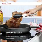 KitchenAid Silicone Tipped Stainless Steel Tongs, Black, 9 Inch