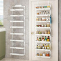bukfen Over the Door Pantry Organizer, 8-Tier Adjustable Basket Kitchen Pantry Door Organization and Storage, Heavy-Duty Metal Hanging Kitchen Spice Rack, D6.3 x W17.32 x H66.93 inch, 1 Pack
