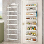 bukfen Over the Door Pantry Organizer, 8-Tier Adjustable Basket Kitchen Pantry Door Organization and Storage, Heavy-Duty Metal Hanging Kitchen Spice Rack, D6.3 x W17.32 x H66.93 inch, 1 Pack