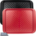 Czlizdyt Large Grilling Prep and Serve Trays, BBQ Platter for Raw and Cooked Food, Melamine Serving Trays for Food, Set of 2, Black and Red, Napkin and Cleaning Clothes Included