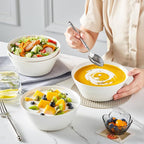 MALACASA 35 OZ Soup Bowls, White Porcelain Bowls Set of 4, Deep Bowl for Kitchen, Large Ceramic Bowls for Soup, Cereal, Salad, Ramen and Fruit, Dishwasher & Microwave Safe, Series Regular