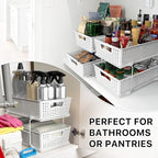 Simple Houseware 2 Tier Bathroom Organizer Tray Pull-Out Sliding Drawer, Under Sink Storage, White