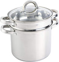 Oster Sangerfield 5-Quart Stainless Steel Pasta Pot Set with Steamer Basket and Lid – Durable Kitchen Cookware for Boiling and Steaming