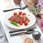 Herogo 40-Piece Black Silverware Set with Scalloped Edge, Stainless Steel Flatware Cutlery Set for 8, Modern Tableware Eating Utensils, Dishwasher Safe, Mirror Polished