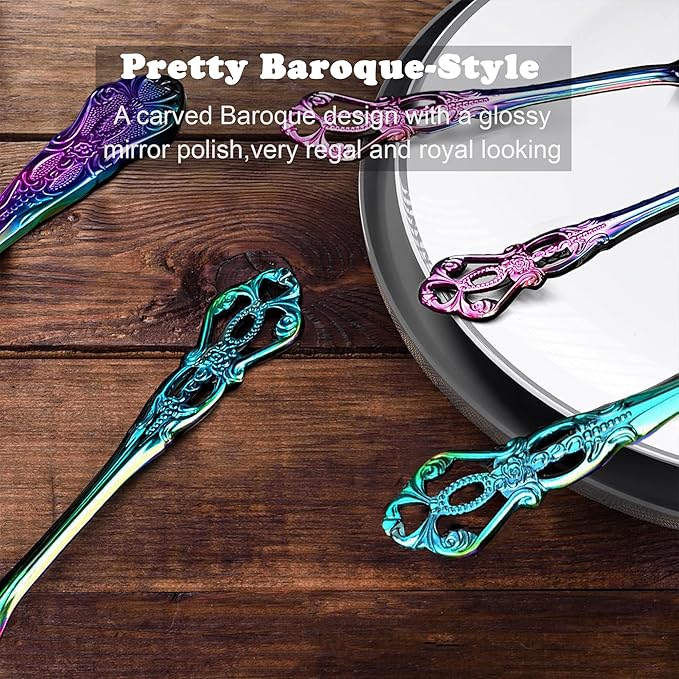 Runfly Gorgeous Retro Royal Rainbow Stainless Steel 20 Pieces Flatware Set, Multicolour Silverware Set, Anti-rust Stainless Steel dark Cutlery Set Utensils Including Fork Spoon and Knife