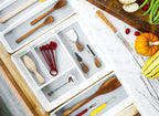 madesmart 4 Compartment Drawer Organizer, Multi Purpose Storage for Utensils, Office Tools, Cords, & Small Household Items, Tech Accessories, Arts & Crafts Supplies, Non Slip Lining, White