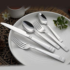 Amazon Basics Silverware, 20-Piece Stainless Steel Flatware Set, Dishwasher Safe, Service for 4, Bistro