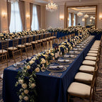 KIRE 175Pcs Blue Plastic Plates - Navy Blue Plates Disposable - 25 for Dinner 25 for Dessert 25 Pre Rolled Napkins with Gold Plastic Silverware and 25 Cups for Birthday/Wedding/Passover/Graduation