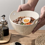 Ramen Bowl with Chopsticks and Spoons Set, 7 Inch Ceramic Noodle Bowl Set of 2, Dishwasher Safe for Pho Udon Soba Noodle Salad Pasta, Special Reactive Glazed White Bowls Set