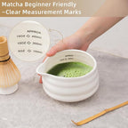 5pcs Premium Matcha Set,Ceramic Bowl with Spout and Bamboo Whisk set, Ceremonical Matcha Kit for breakfast/latte,Tea Starter Making Kit,Unique Matcha Gift set (white)