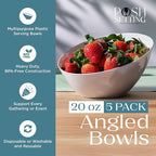 Posh Setting - White Plastic Serving Bowls for Party Angled Bowls Disposable Chip Bowls Candy Bowls for Party Table Salad and Fruit Bowls for Party Wedding Serving Bowls-White, 20 OZ, 5 Pack