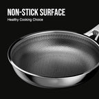 12 Inch Hybrid Nonstick Frying Pan, Stainless Steel Pan Non Stick Skillet, PFOA Free Cookware, Non Toxic Chef's Pan, Compatible with Electric, Gas and Induction, No Lid