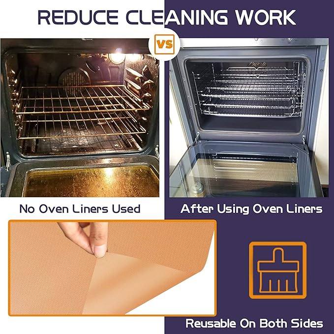 3 Pack Oven Liners for Bottom of Oven, Large Reusable Oven Mat for Bottom of Electric Gas Oven Toaster Oven Liner Microwave Grill, Heavy Duty 100% Non-Stick, BPA and PFOA Free, 23.62x15.75in