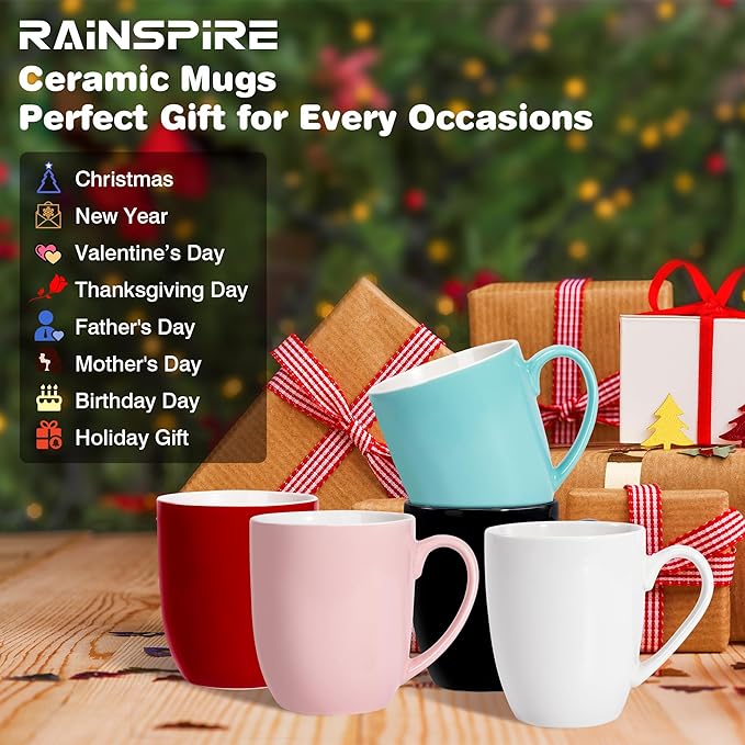 Urbanstrive 16 oz Large Coffee Mugs Set of 4 Ceramic Coffee Mug White Coffee Cups Tea Cups Idea Gift for Women Men House Warming Gifts New Home Office, Mint Green 4 Pack