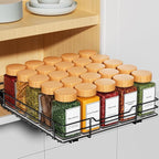 RCHYFEED Pull Out Spice Rack Organizer for Cabinet,Slide out Spice Organization for Inside Cabinets,Heavy Duty Seasoning Organizer Fits Kitchen and Pantry,Sauces,Canned (10.5''Wx10.5''Dx2.5''H)