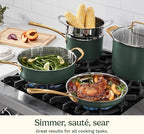 Cuisinart Cookware Set, 11 Piece Stainless Steel Cookware Pots and Pans, Home and Kitchen Durable Stainless Steel for Everyday Cooking, Matte Thyme, MT89G-11