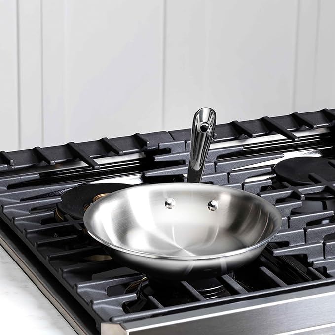 All-Clad D3 3-Ply Stainless Steel Fry Pan 7.5 Inch Induction Oven Broiler Safe 600F Pots and Pans, Cookware Silver