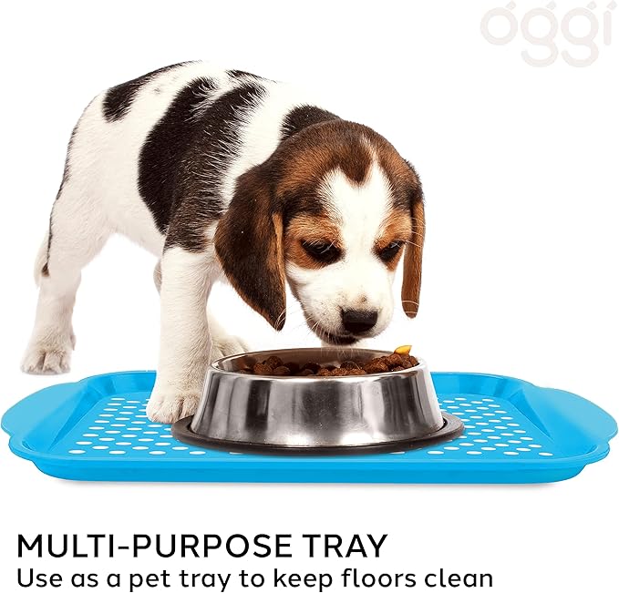 OGGI Anti Slip Serving Tray with Handles- Blue Rectangle Serving Tray - Ideal for Eating, Breakfast, Food Tray, Appetizer, Serving