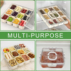 2Pcs Snackle Box Container, Divided Serving Tray with Lid and Handle, Snack Box Container Food Platter Charcuterie for Party, Veggies, Snack, Fruit, Nuts, Entertaining, Picnic, LARGER SIZE