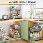 1 Pack Under Sink Organizer, 2 Tier Pull out Cabinet Organizer Mesh Baskets with 5 Adjustable Heights, Sliding Drawers Storage Shelf for Home, Kitchen, Bathroom, Pantry, Office, Countertop ,Grey