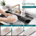 eormoe Diatomite Kitchen Faucet Mat - 14Inch Water Absorbing Stone Tray for Sink, Stone Fast-Drying Faucet Mat for Kitchen Counter Sink Accessories (Light Grey, 14'' x 3.9'')