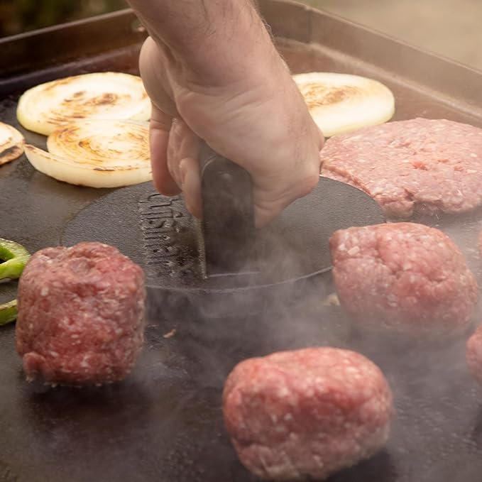 Cuisinart 6.5" Cast Iron Smashed Burger Press,Round Flat Edge Grill Press for Crispy Smash Burgers,Burger Tool for Grill and Griddle Accessories, BBQs and Tailgates,(Pack of 8)