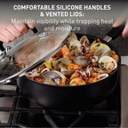 T-Fal Ultimate Hard Anodized Nonstick Fry Pan With Lid 12 Inch, Oven Broiler Safe 400F, Lid Safe 350F, Cookware, Pots and Pans, Kitchen Frying Pans, Skillets, Home, Dishwasher Safe, Onyx