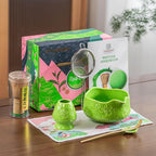TEANAGOO 7-PCS Green Matcha Whisk Set, Complete Ceremony Start Kit, Ceramic Chawan Bowl with Spout, Whisk & Accessories, Traditional Matcha Tea Set for Lattes& Gift Giving