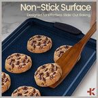 BAKKEN Kitchen Baking Pan Set - Nonstick Coating, Carbon Steel Bakeware Sets with Blue Silicone Handles, Baking Kitchen Essentials, PFOA, PFOS, PTFE Free, Oven Safe Tray (Up To 450° F), Set of 6