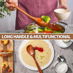 Gudamaye 13 inch Long Wooden Spoons for Cooking, 9 PCS Natural Teak Wooden Kitchen Utensil Set with Utensils Holder Made of Australia Camphor Laurel Wood，Wooden Utensils for Cooking