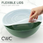 COOK WITH COLOR Mixing Bowls with Lids - 12 Piece Plastic Nesting Bowls Set includes 6 Prep Bowls and 6 Lids, Microwave Safe Mixing Bowl Set, Sage