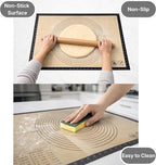 Silicone Pastry Mat with Measurements, 26 x 16 Inch Extra Thick Non-Slip Nonstick Large Baking Mat for Dough Rolling, Kneading, Fondant and Pie, Gray
