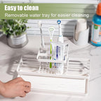 Toothbrush Holders for Bathrooms, Carbon Steel Tooth Brushing Holder Electric Toothbrush and Toothpaste Organizer Bathroom Accessories for Countertop, Shower, Sink, 5 Slots, White