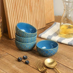 Sureasy Ceramic Ice Cream Bowls Set of 4-12 oz Blue Small Dessert Bowls for Kitchen, Perfect for Rice, Fruit, and Sauce, Microwave & Dishwasher Safe