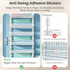 SNTD 8 Tiers Over the Door Organizer - Height Adjustable Pantry Organizers and Storage with Dense Mesh Baskets, Anti-Swing Hanging Door Spice Rack for Kitchen Bathroom (White, 17" W x 6" D x 69" H)