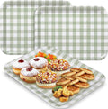 Vesici 3 Pcs Sage Green Gingham Serving Trays 13 x 10 Inch Green and White Checkered Melamine Platters Reusable Rectangular Serving Dishes for Picnic Birthday Baby Shower Party Snacks Fruit Dessert