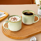 12 oz Ceramic Coffee Mugs Set of 4, Large Coffee Cups with Handles for Coffee, Tea, Cappuccino, Latte, Cocoa, Cereal, Mug Set Gift for Wedding, Microwave and Dishwasher Safe(Reactive Glaze Green)