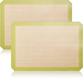 2-Pack Silicone Baking Mats – Non-Stick Reusable BPA-Free Oven Liners, 100% Food-Grade Silicone, Fit Half Sheet Pans (16.54" x 11.62") for Cookies, Pastry & More, Coffee with Sage Green Edge