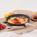 JEETEE Nonstick Frying Pans Skillet with Lid, 8" Granite Non-Stick Frying pan, Aluminum Pans with Bakelite Handle, Compatible with All Stovetops (Gas, Electric & Induction), Grey