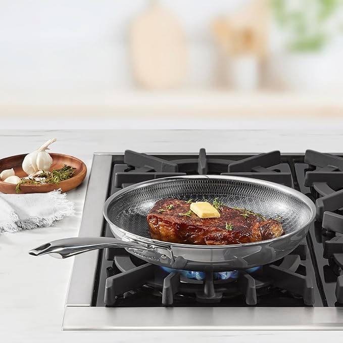 Cuisinart FusionElite+ Hybrid Nonstick Tri-Ply Stainless Steel Skillet, 10″ Skillet Frying Pan with PURELYSEAR Ceramic Nonstick Technology, Scratch Proof, Cool Grip Handles, Dishwasher Safe