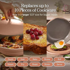 Our Place Large Always Pan | 12.5" Ceramic Pan with Modular Lid & Beechwood Spatula | Patented 10-in-1 Nonstick, Non-Toxic Cookware Made Without PFAS | Induction & Oven-Safe up to 450°F | Spice